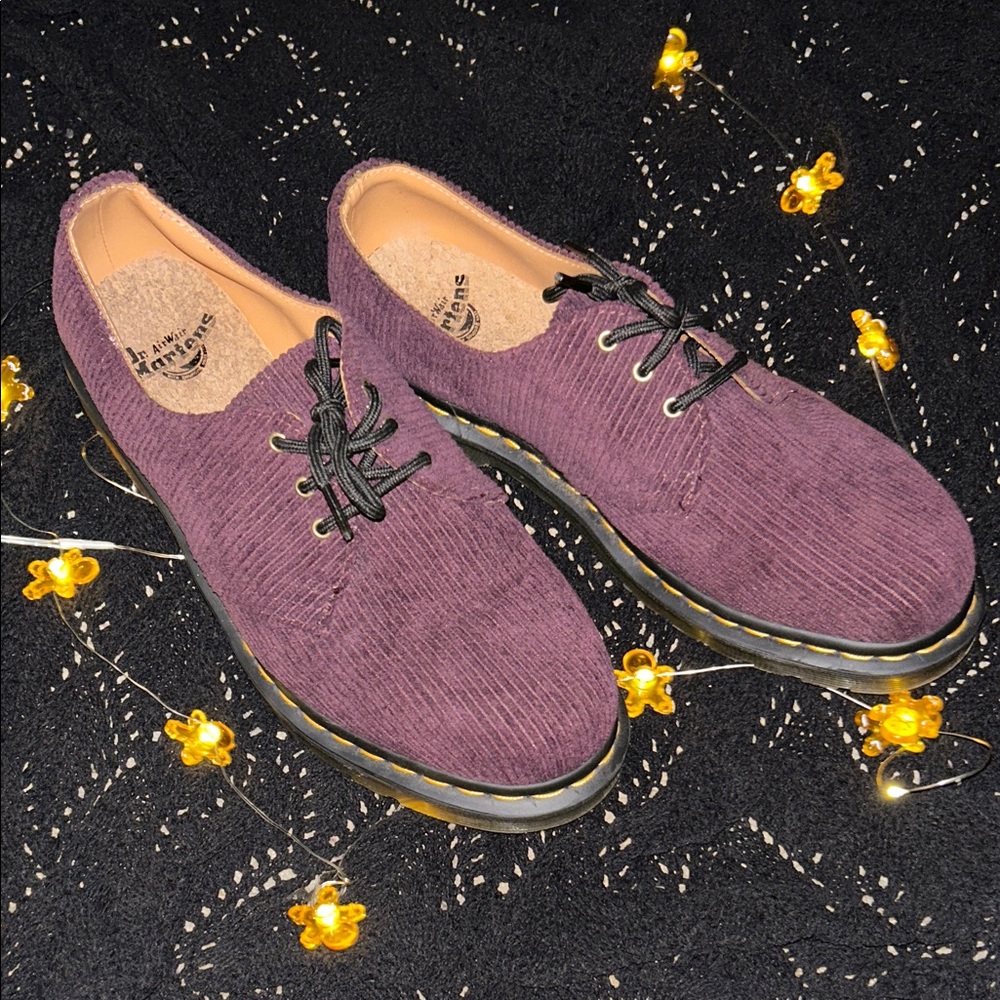 Dr. Martens Men's Corduroy Oxfords in Deep Purple